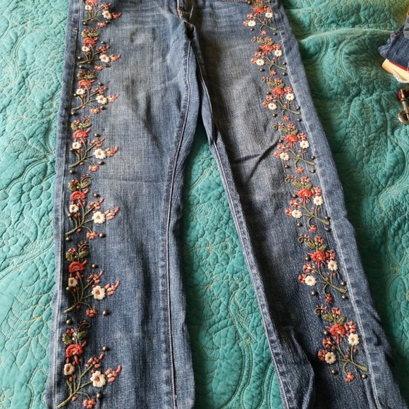 Anthropologie Embroidered Jeans Size 29 